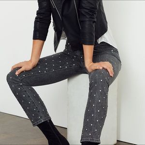 Pilcro Ultra High-Rise Beaded Straight Jeans